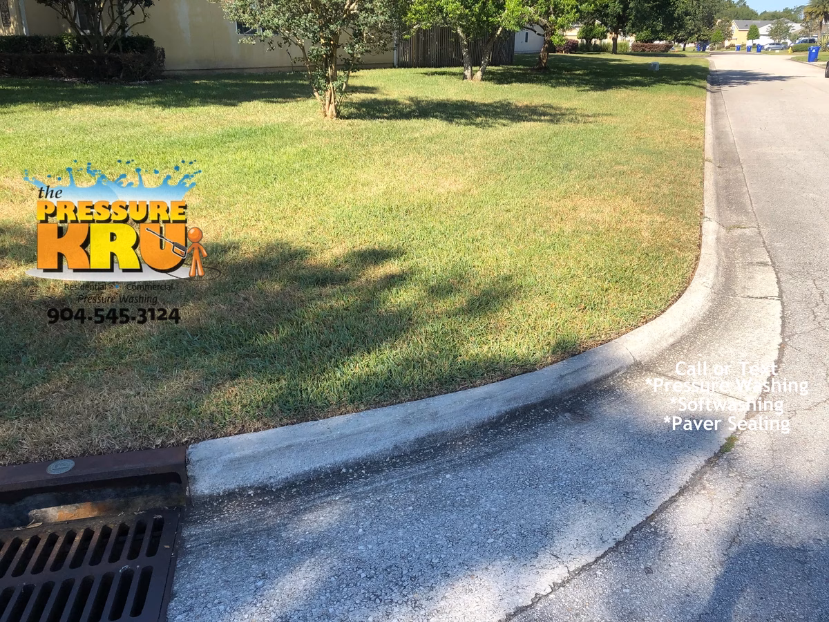 Residential curb cleaning in Jacksonville, Florida before
