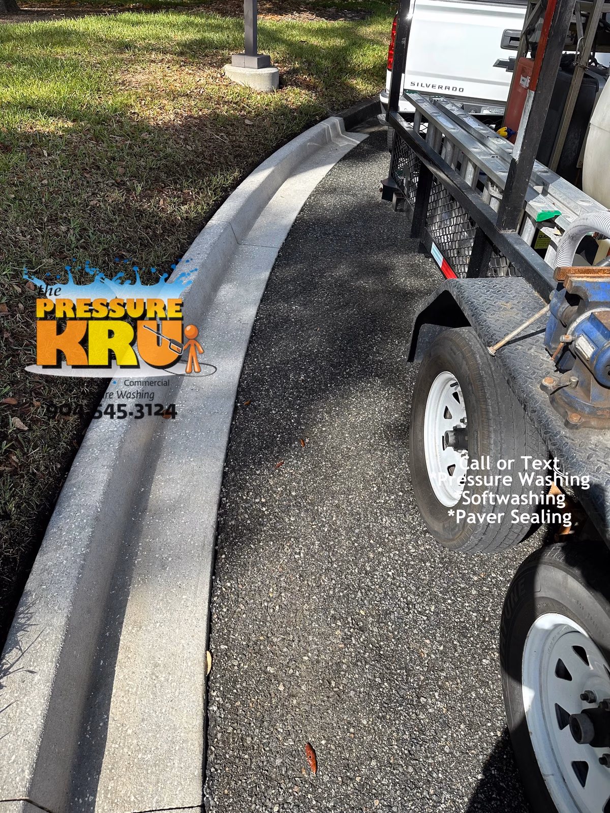 concrete curb pressure washing in St. Johns, Florida after