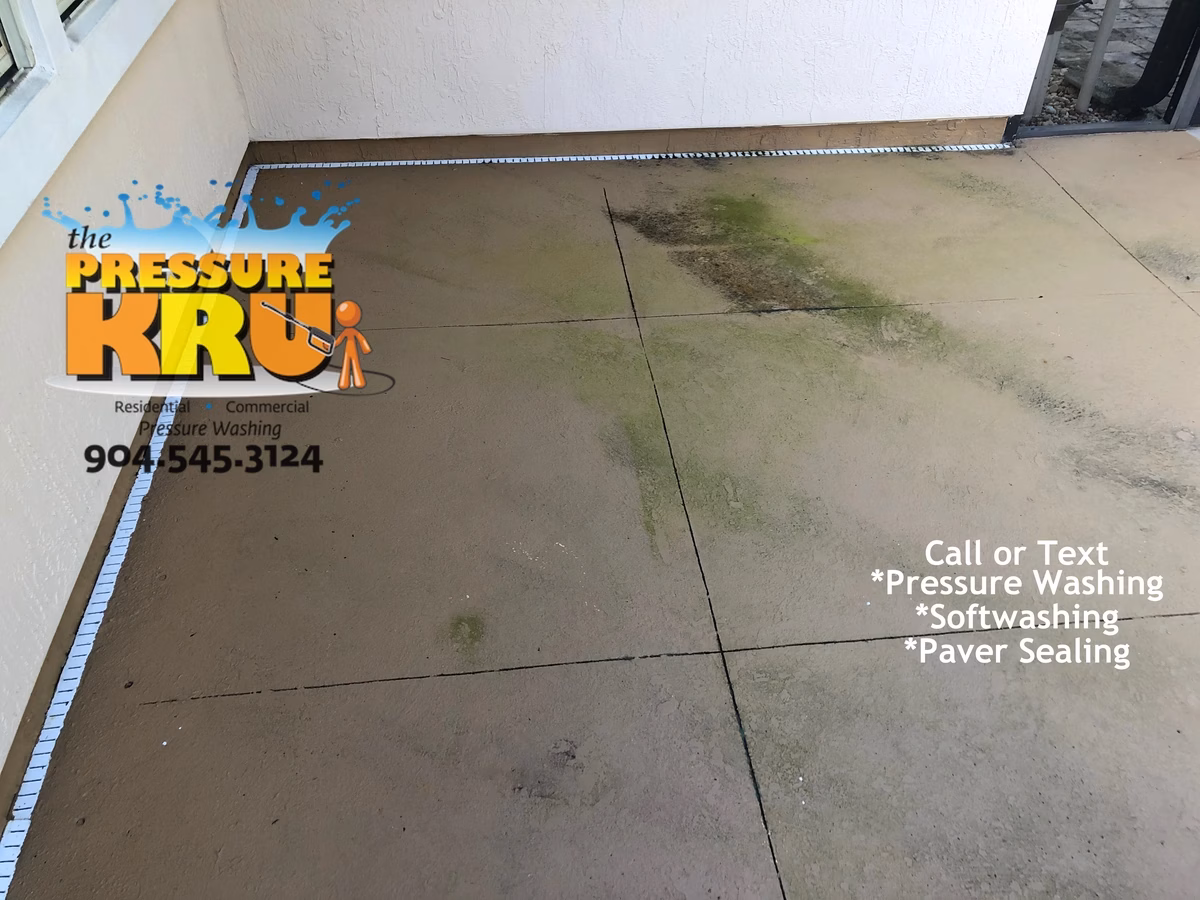 Gentle pressure washing for painted concrete pool deck in World Golf Village before