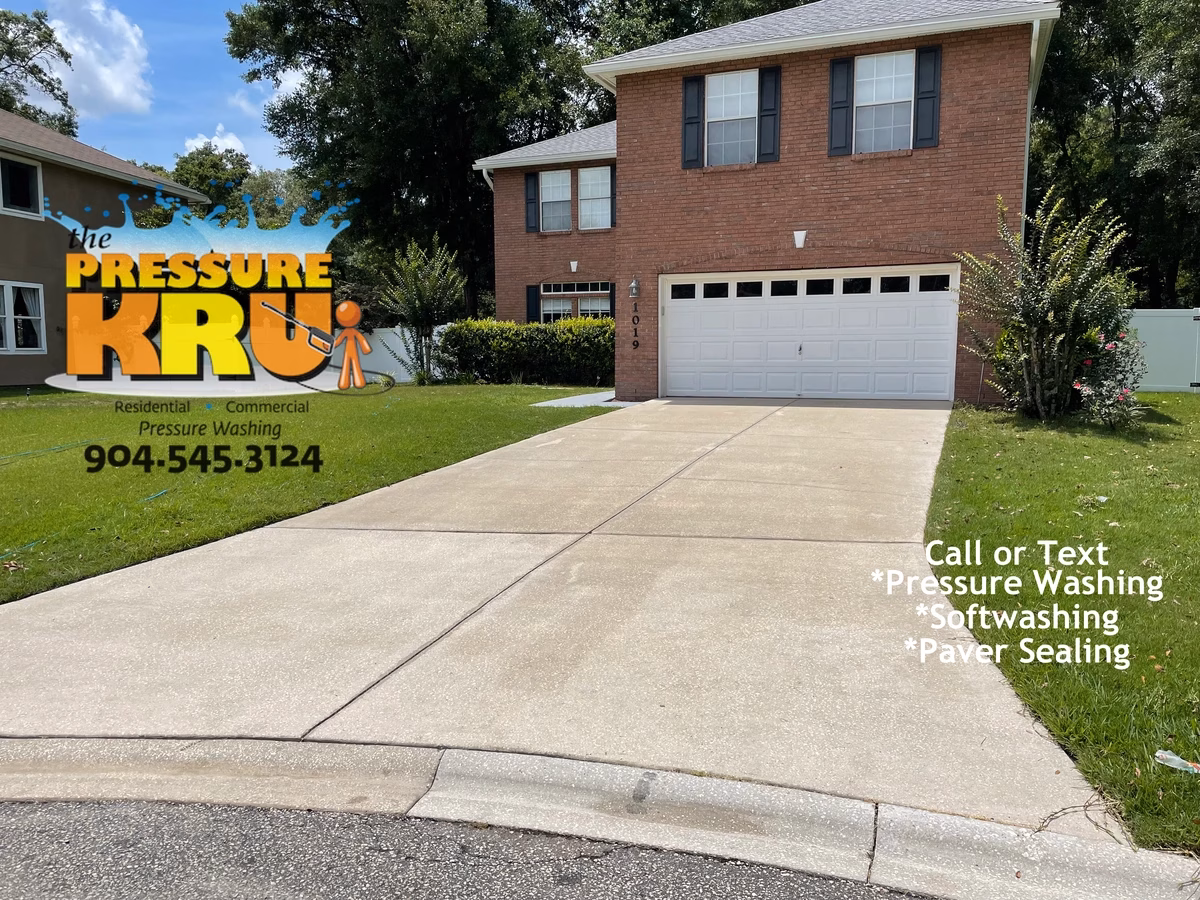 Trusted driveway pressure washing service with proven results near Jacksonville, FL. After picture.