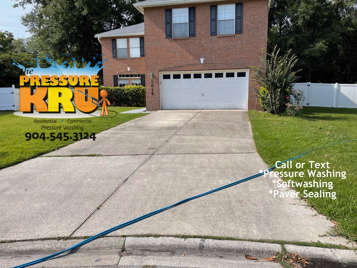 Trusted driveway pressure washing service with proven results near Jacksonville, FL. Before picture.