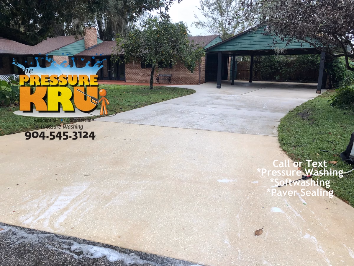Reliable local cleaner for all your driveway cleaning needs in St. Augustine, FL. After picture.