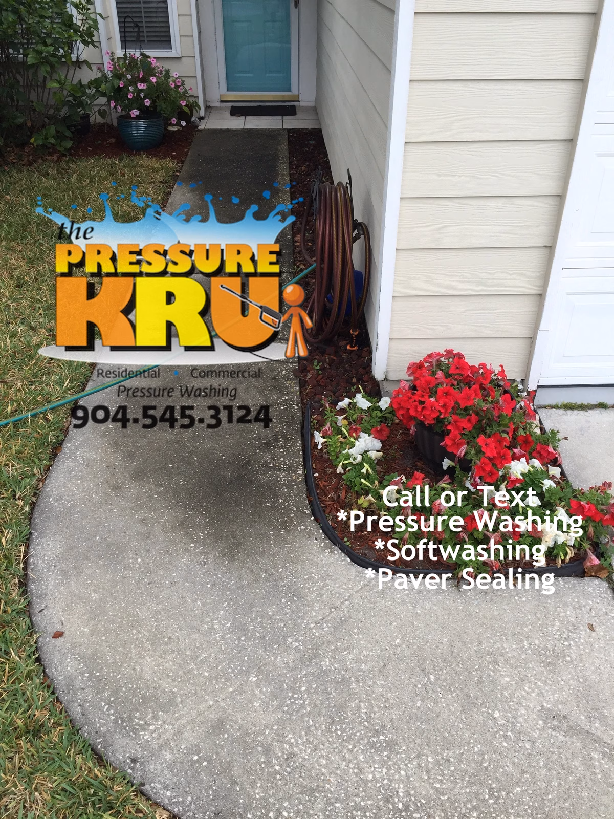 Local pros making driveway the highlight of the property in St. Johns, FL. Before picture.