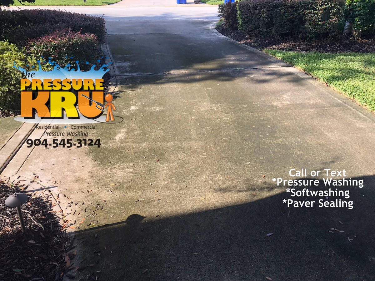Restoring curb appeal for a real estate listing in St. Johns, FL 32259. Before slippery algae removal.