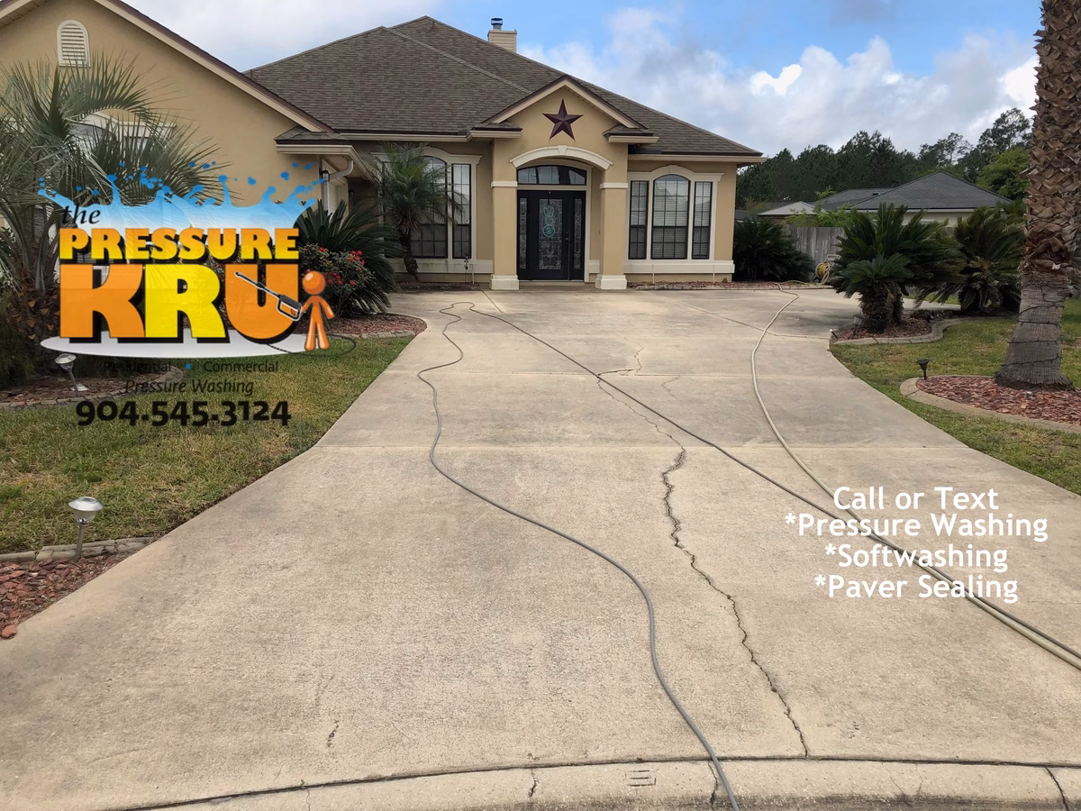 Pressure washing service using green certified products in St. Johns, FL. Before cleaning.