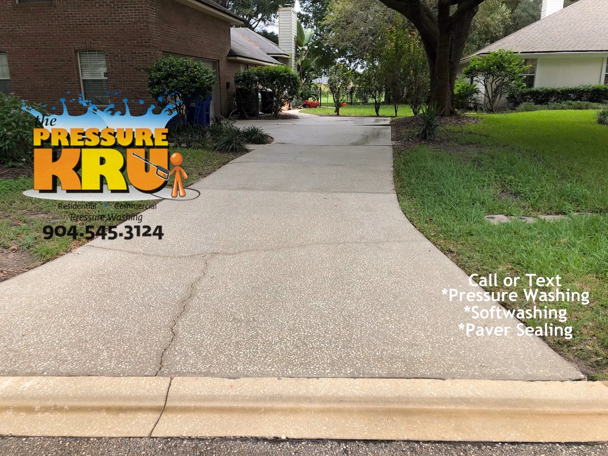 Beautifully maintained driveway after regular pressure washing in St. Johns, FL.