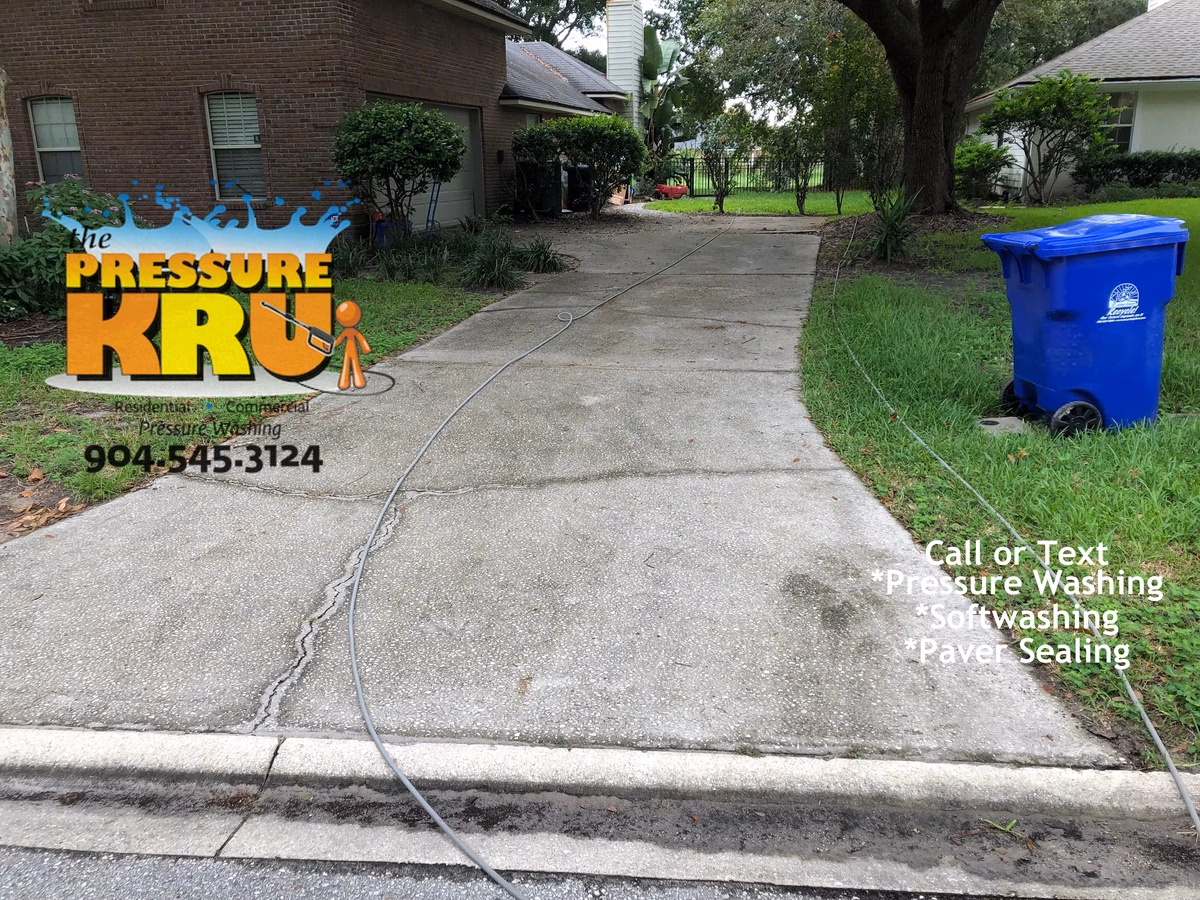 Beautifully maintained driveway before regular pressure washing in St. Johns, FL.