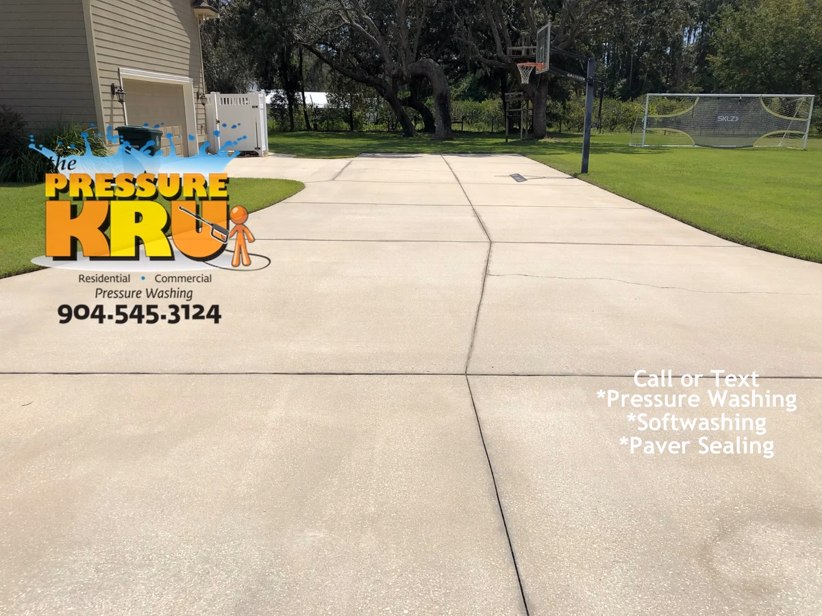 High-end driveway restoration service for luxury homes in St. Johns, FL. After picture.