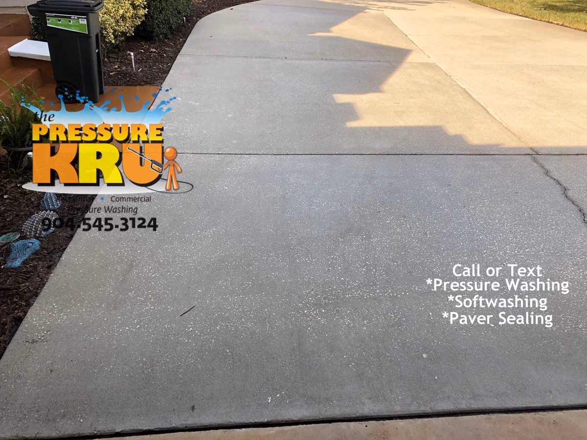 Certified driveway cleaning specialist after delivering fast results near St Johns FL.