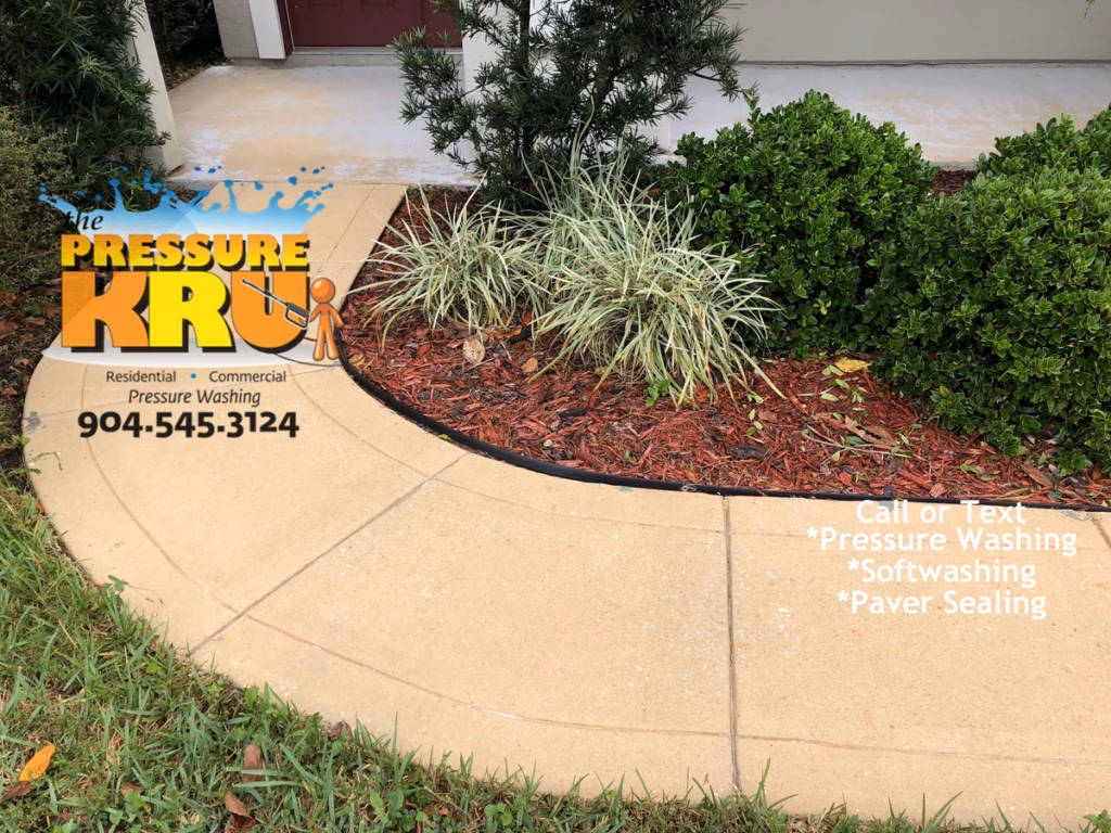 Expert Driveway cleaning after removing mold and dirt with high pressure washer near St. Johns, FL