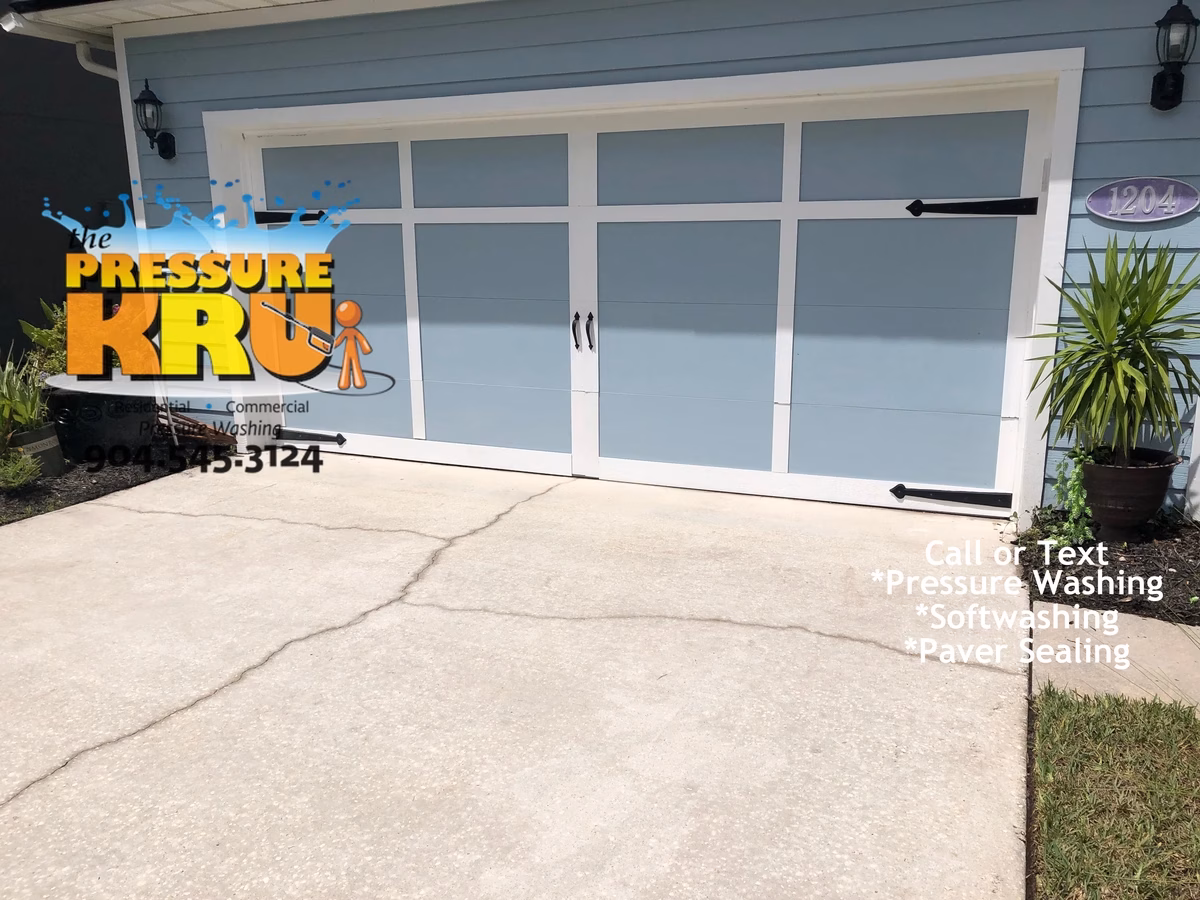 Professional pressure washing driveway after cleaning service in St. Johns, FL