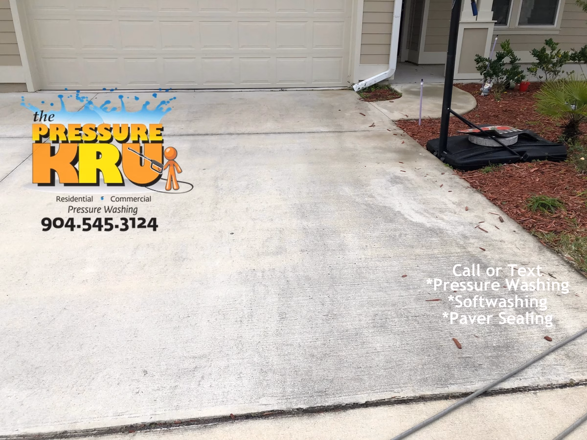 Top-rated driveway cleaning service before transforming dirty driveway in Ponte Vedra, FL.