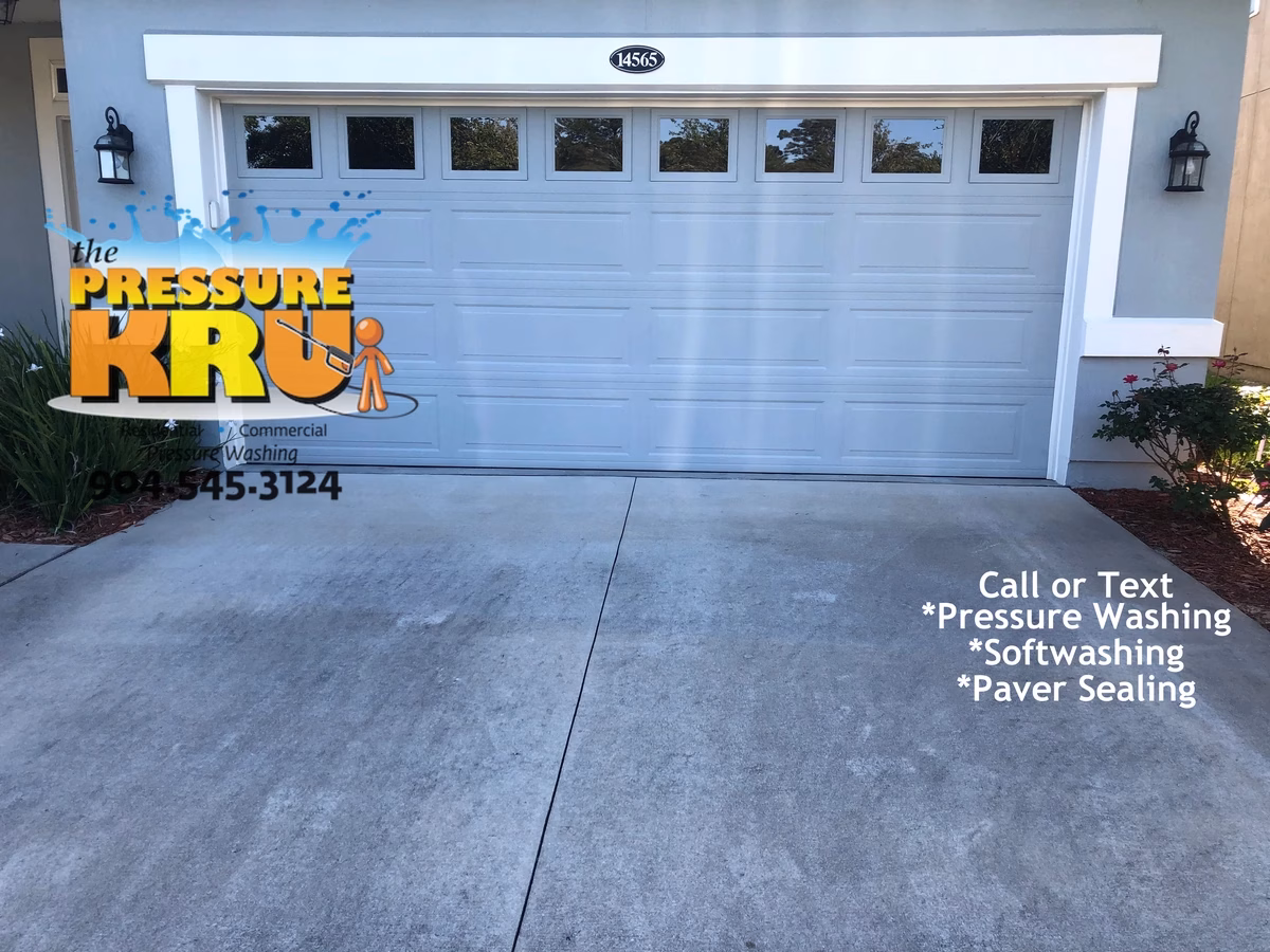 Beautiful clean paver driveway before expert cleaning and soft wash chemical treatment in St. Augustine, FL