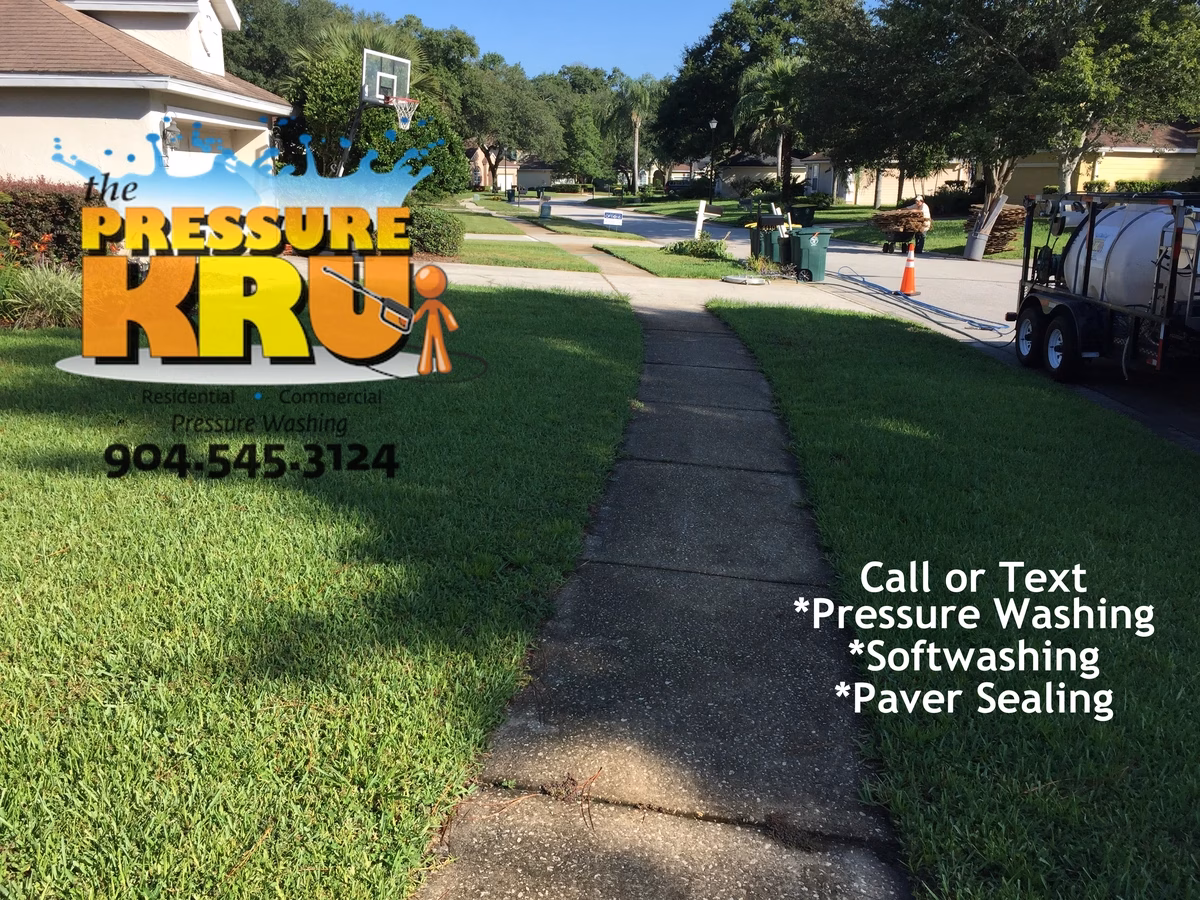 Local pressure washing company delivering perfect driveway cleaning results in St. Augustine, FL before.