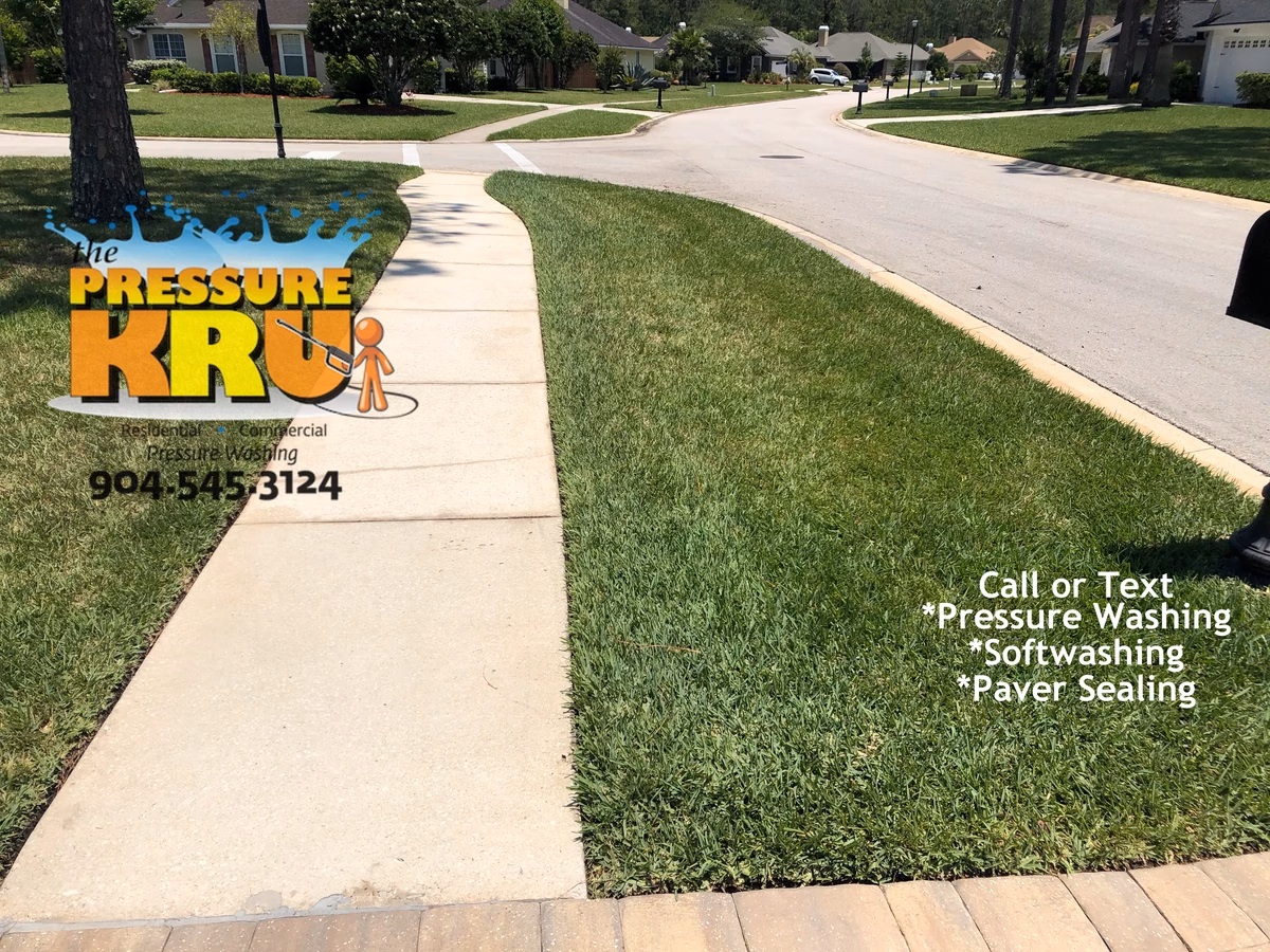 Professional concrete driveway restoration after cleaning near St. Johns, FL