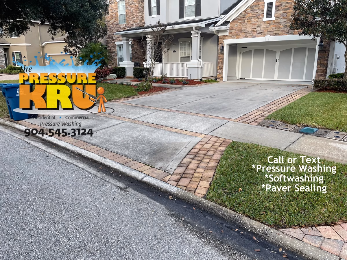 Professional power washing company before cleaning residential driveway near Ponte Vedra, FL.