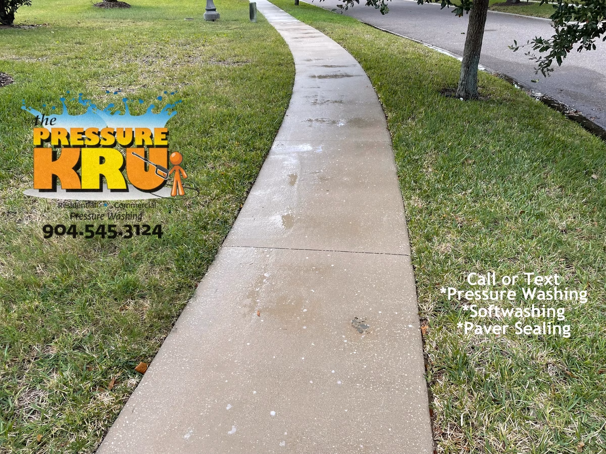 Driveway pressure washing result in St. Augustine, FL 32092. After cleaning.