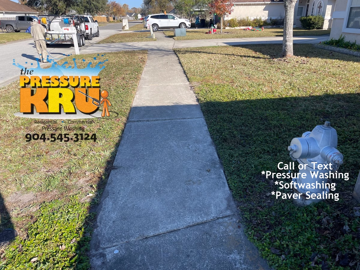 Residential driveway before cleaning in Saint Johns, FL removing organic staining.
