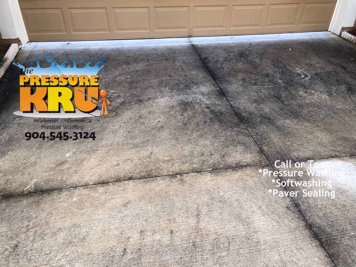 Before pressure cleaning driveway in Saint Johns, FL.