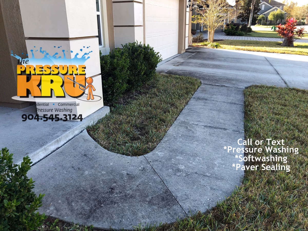 Driveway cleaning in Saint Johns, FL before removing mold and mildew.