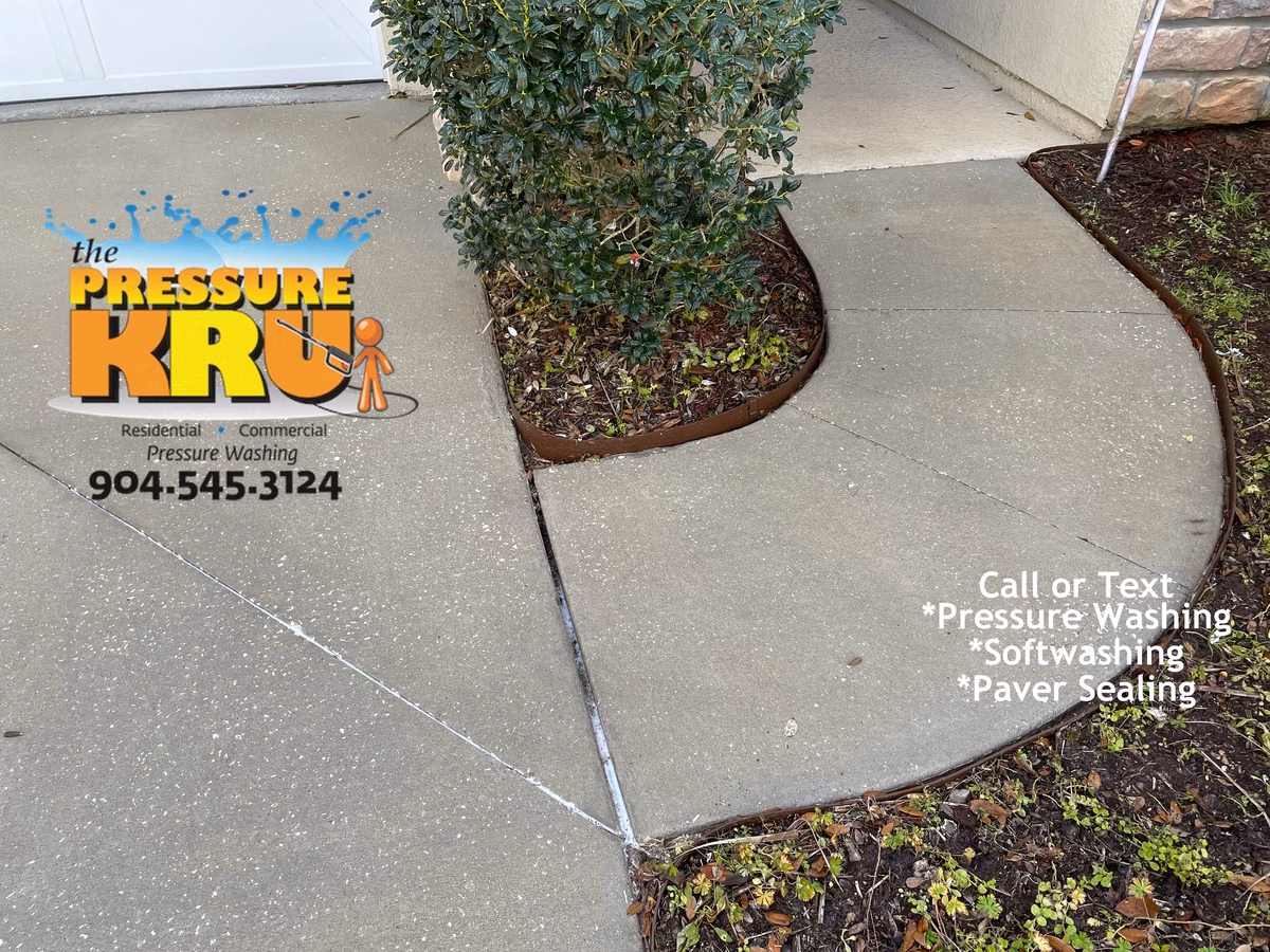 Driveway pressure washing in Ponte Vedra, FL after professional cleaning. Do the job right.