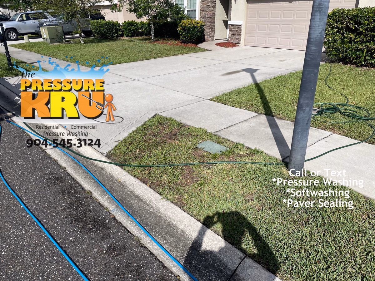 Driveway before pressure washing in Orange Park, FL.