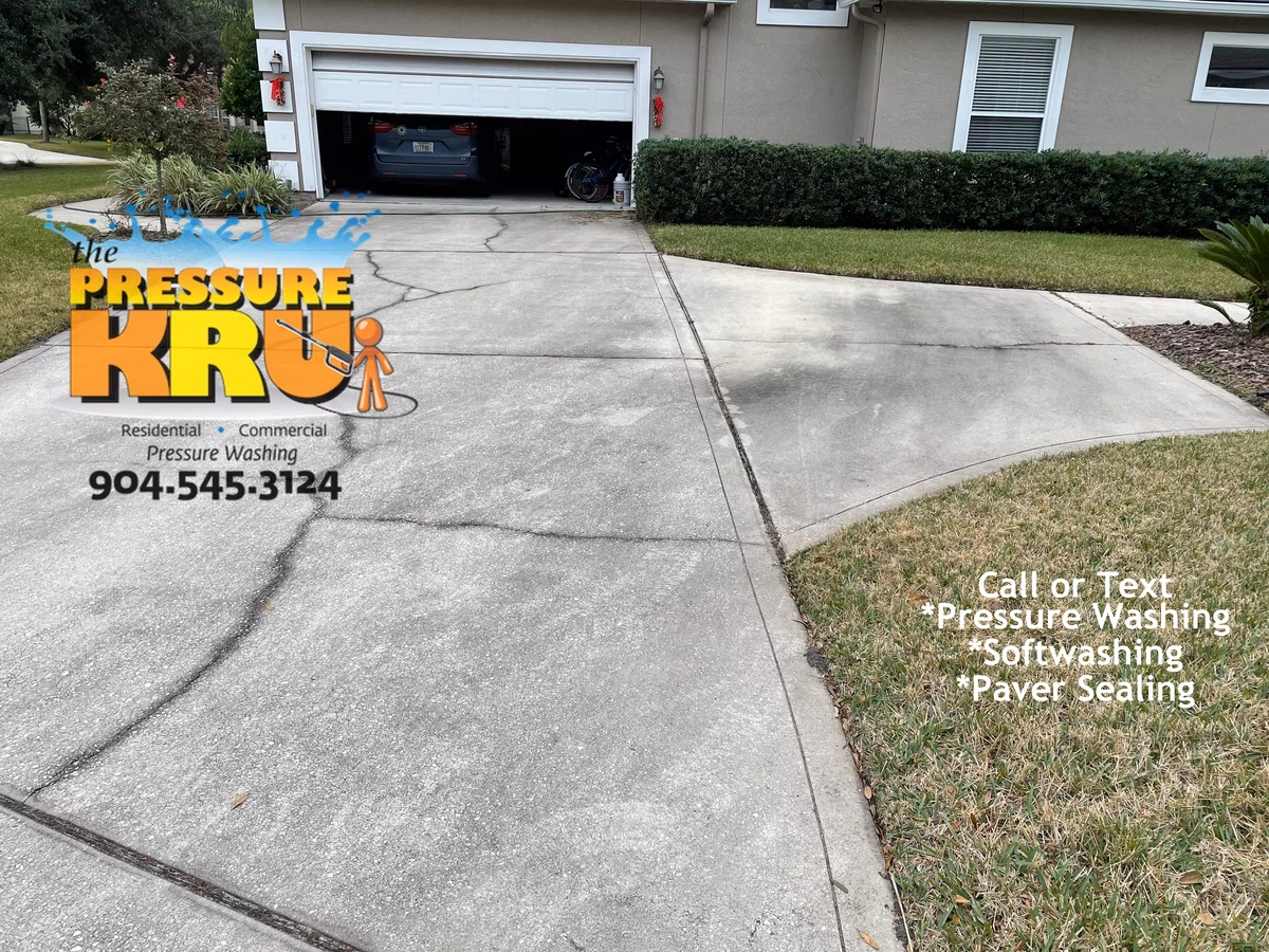 Concrete driveway cleaning in St. Augustine, FL 32092 before.