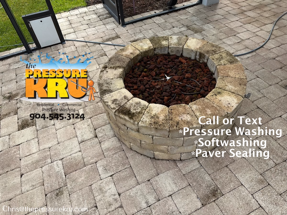 St. Johns, FL paver patio and fire pit pressure washing before