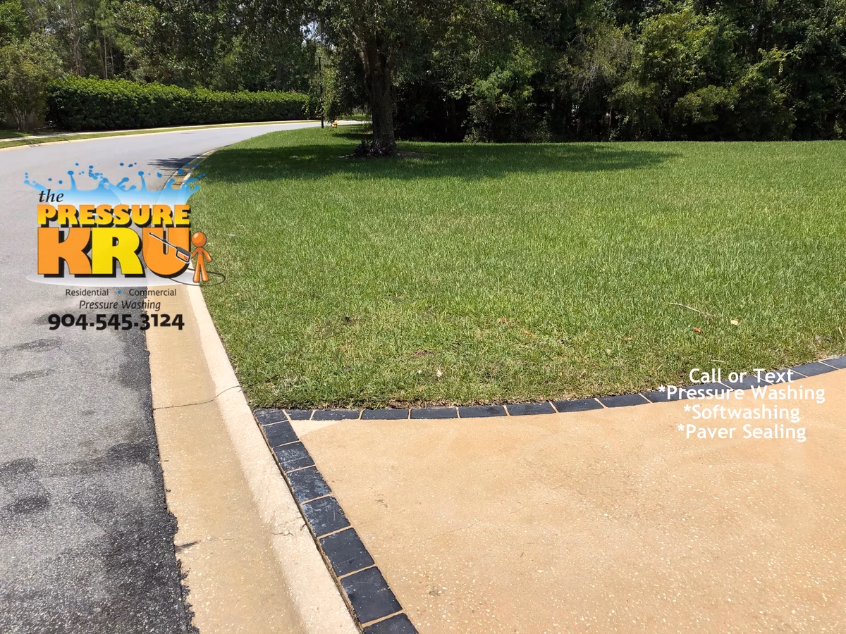 Curb edge pressure washing and paint removal in Saint Johns, FL after