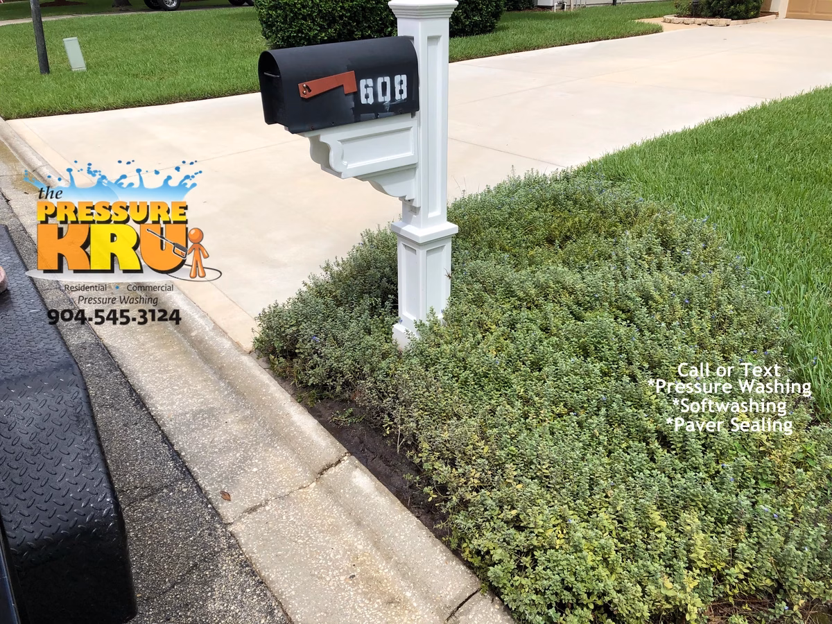 Curb dirt cleaning pressure washing in St. Johns, FL after