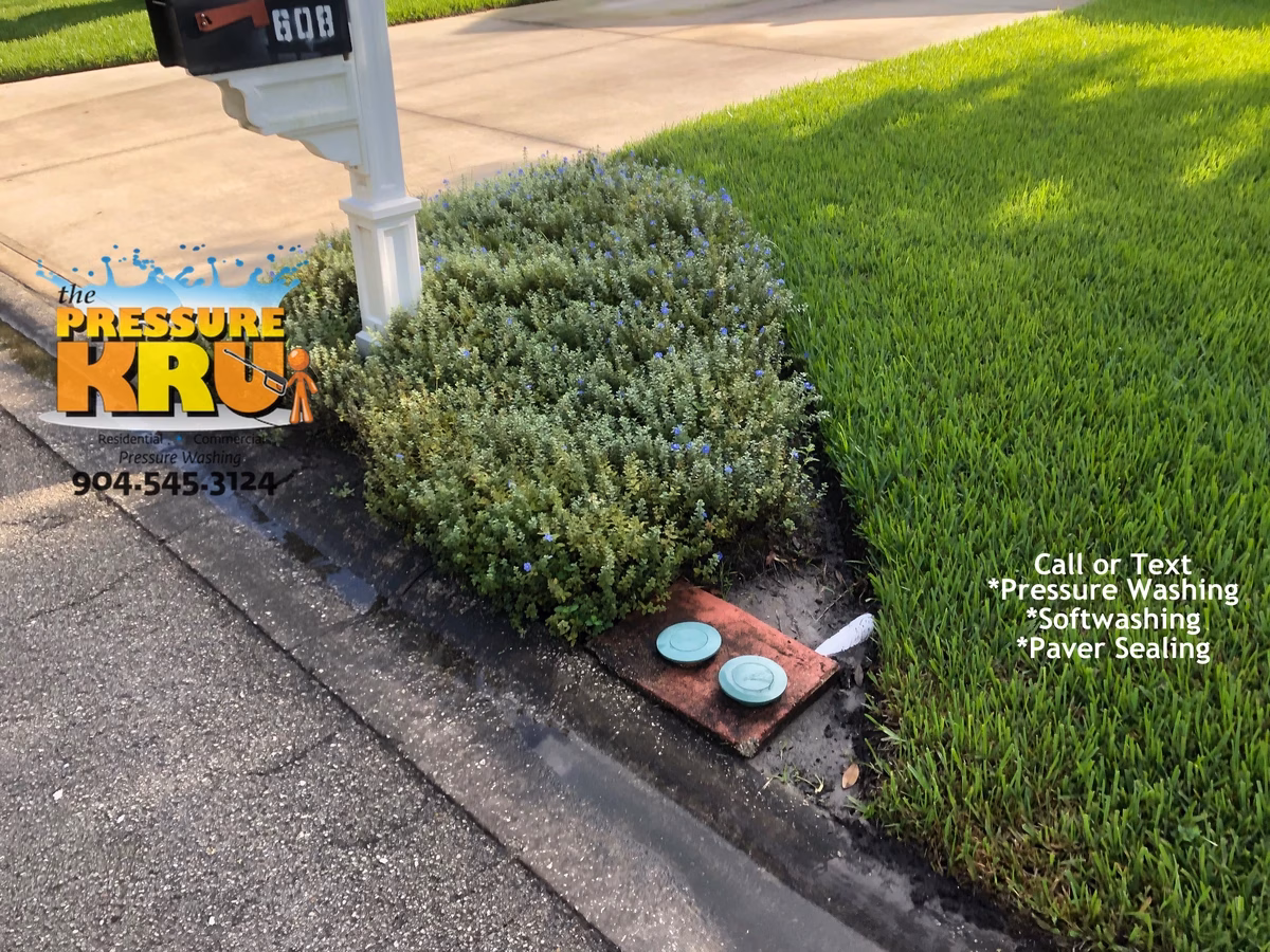 Curb dirt cleaning pressure washing in St. Johns, FL before
