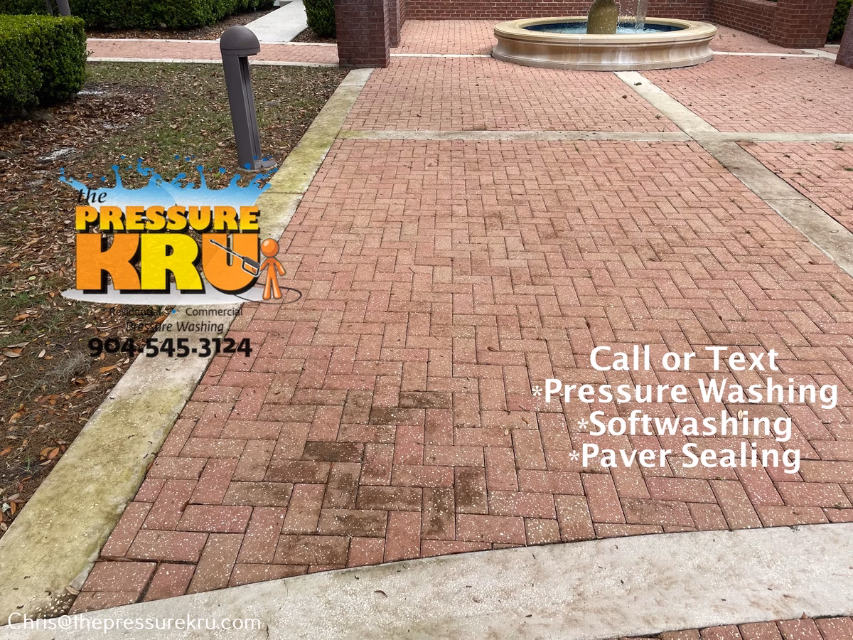 Paver patio restored with professional surface cleaning in Saint Johns, FL before.