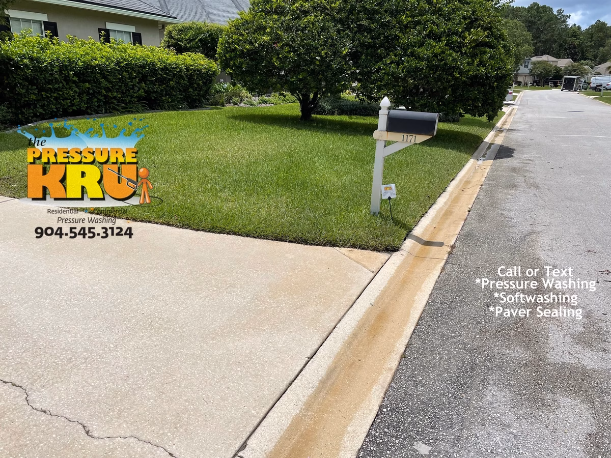 Curb pressure washing in Julington Creek Plantation after