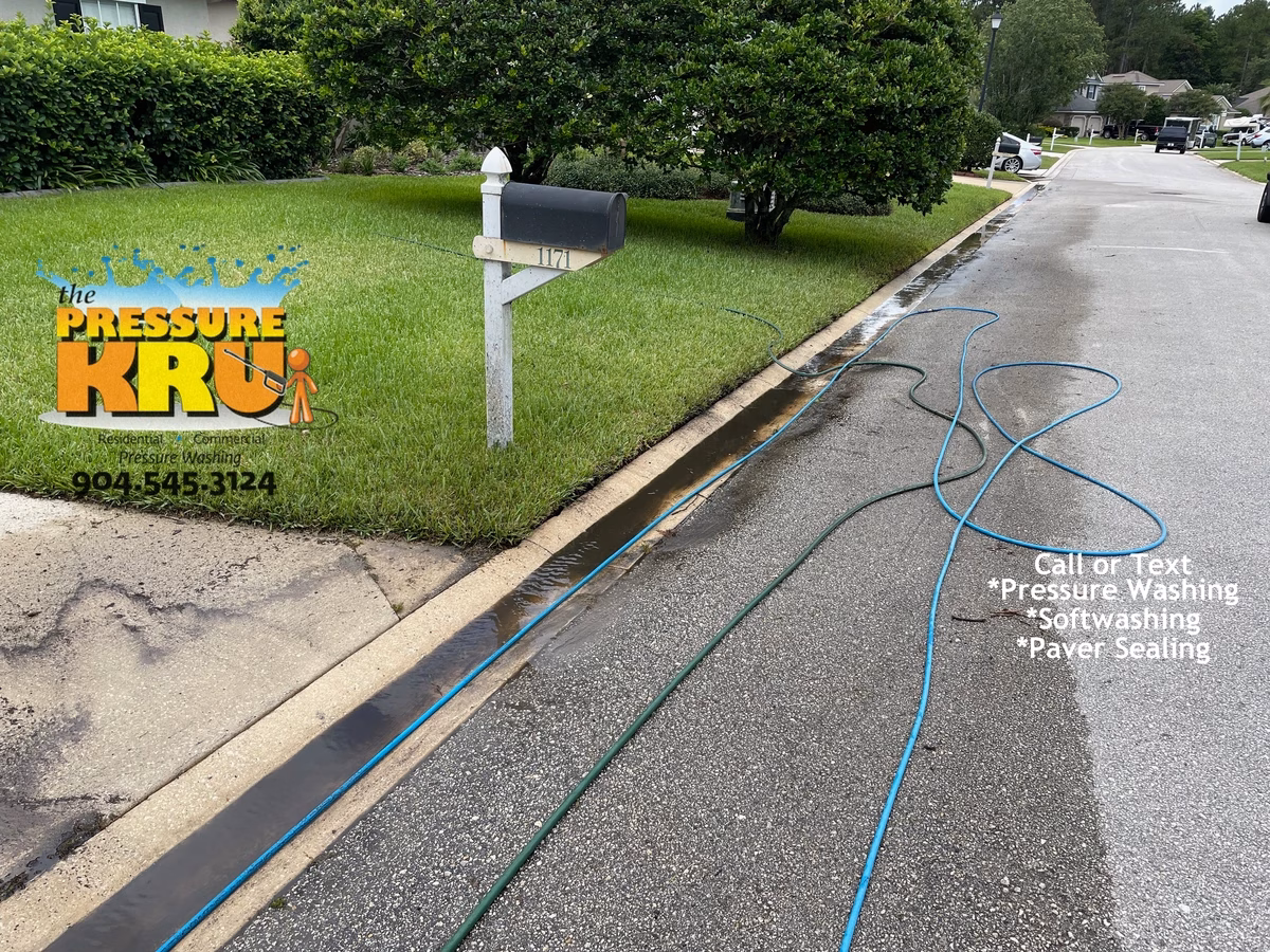 Curb pressure washing in Julington Creek Plantation before