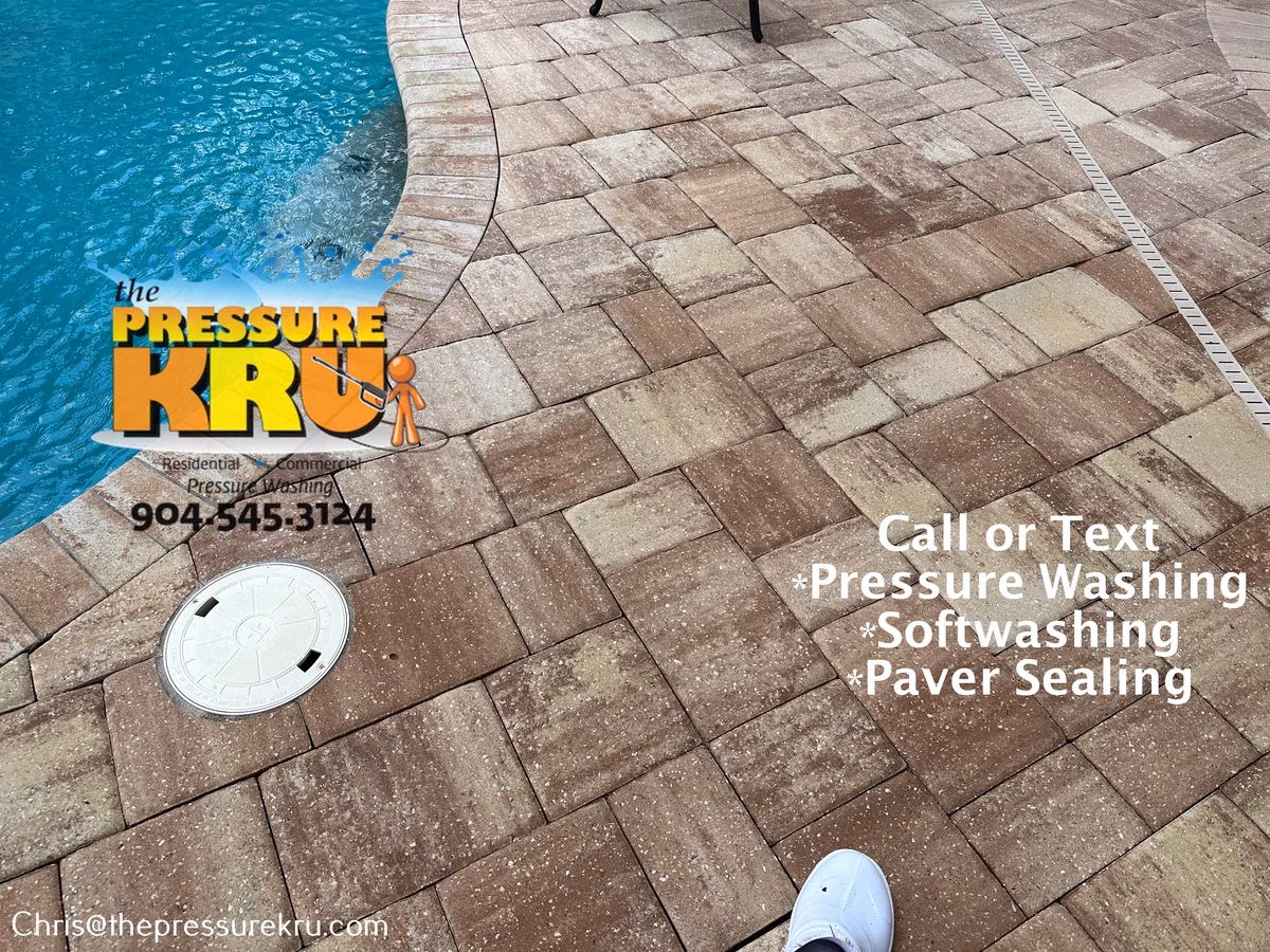 Pool deck pressure washing creates a cleaner outdoor space in St. Augustine, FL after.