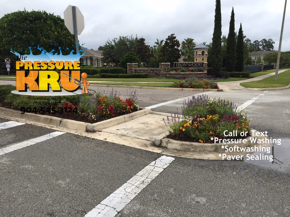 HOA curb cleaning in Ironwood Village before