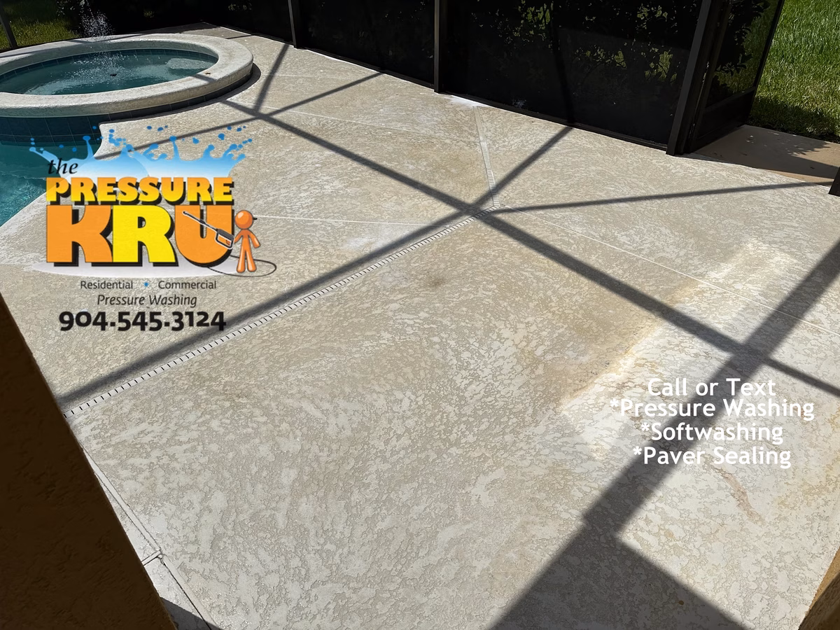 Local soft pressure washing painted pool surfaces in Stone Creek after
