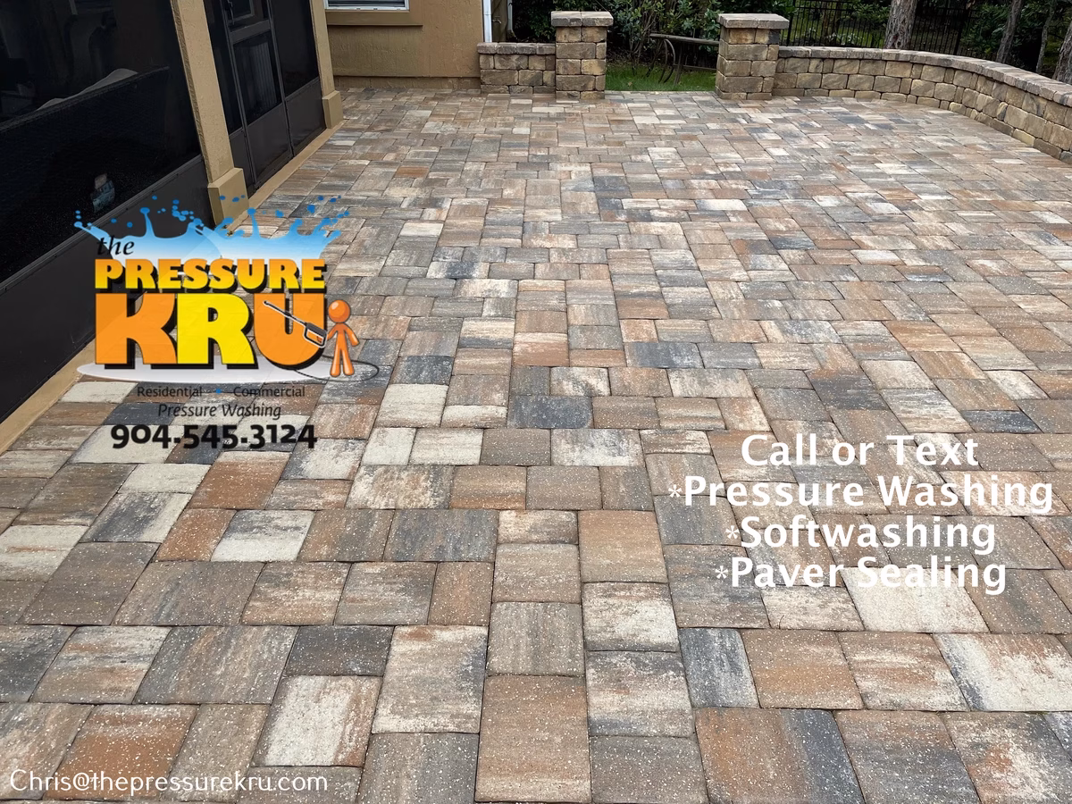 Restoring weathered paver patio in Bartram Park after.