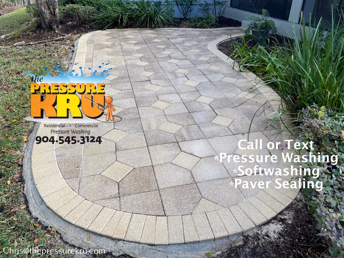 Professional paver cleaning for outdoor living space in St. Johns, FL after