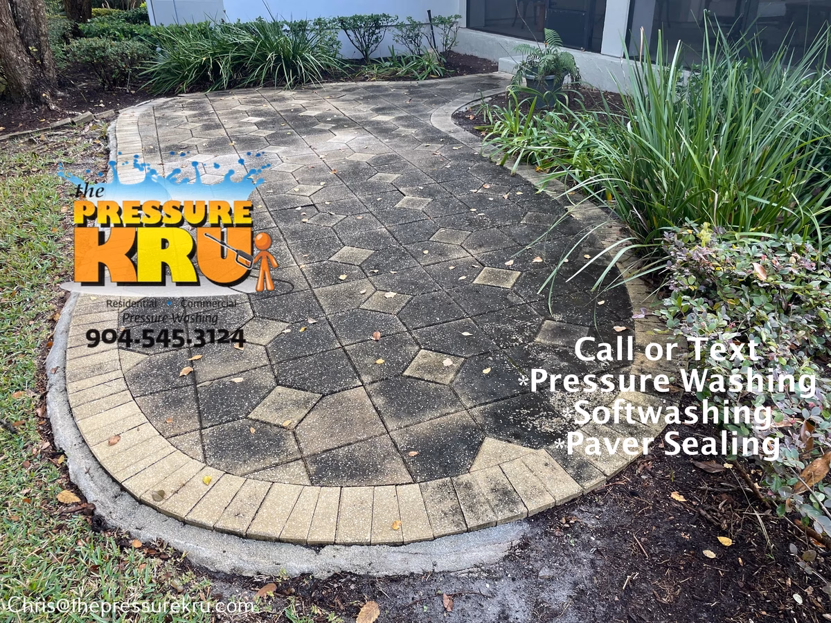 Professional paver cleaning for outdoor living space in St. Johns, FL before