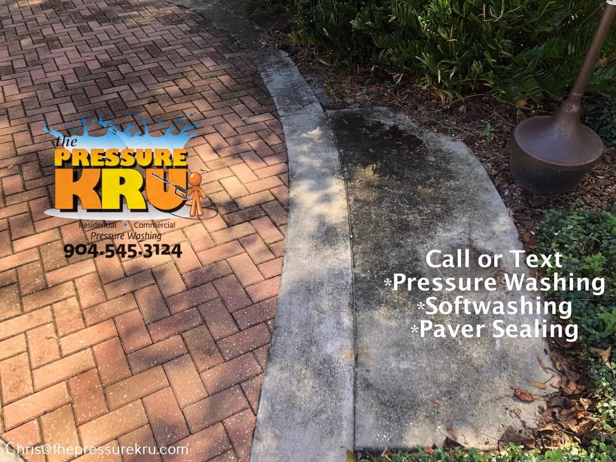 Pressure washing back yard paver patio in 20 mile before.