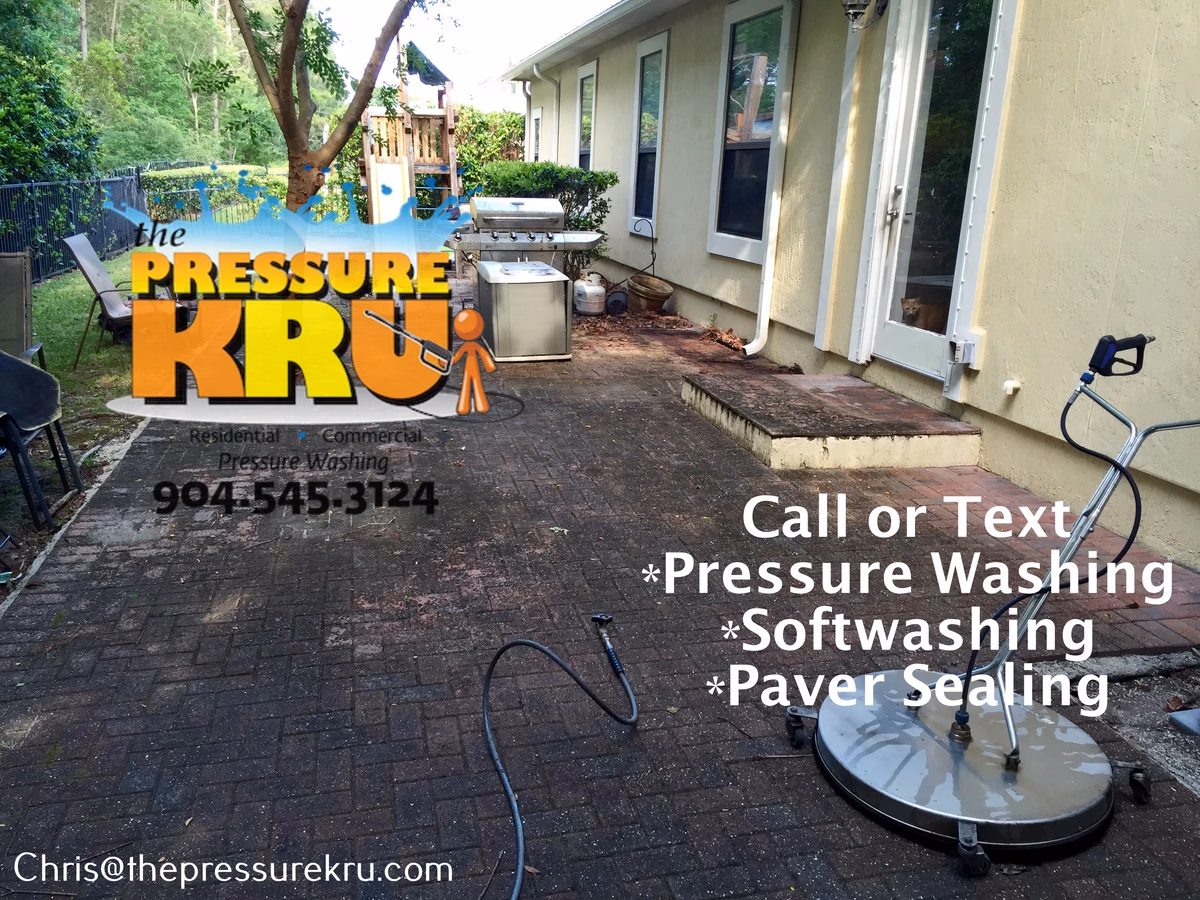 Residential paver patio before cleaning in Sawgrass.