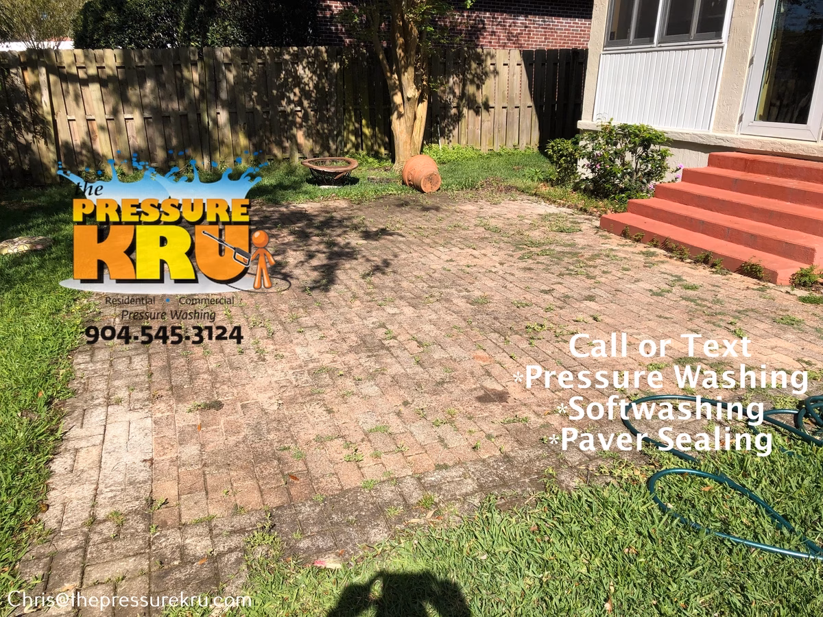 Professional paver patio cleaning in Durbin before.