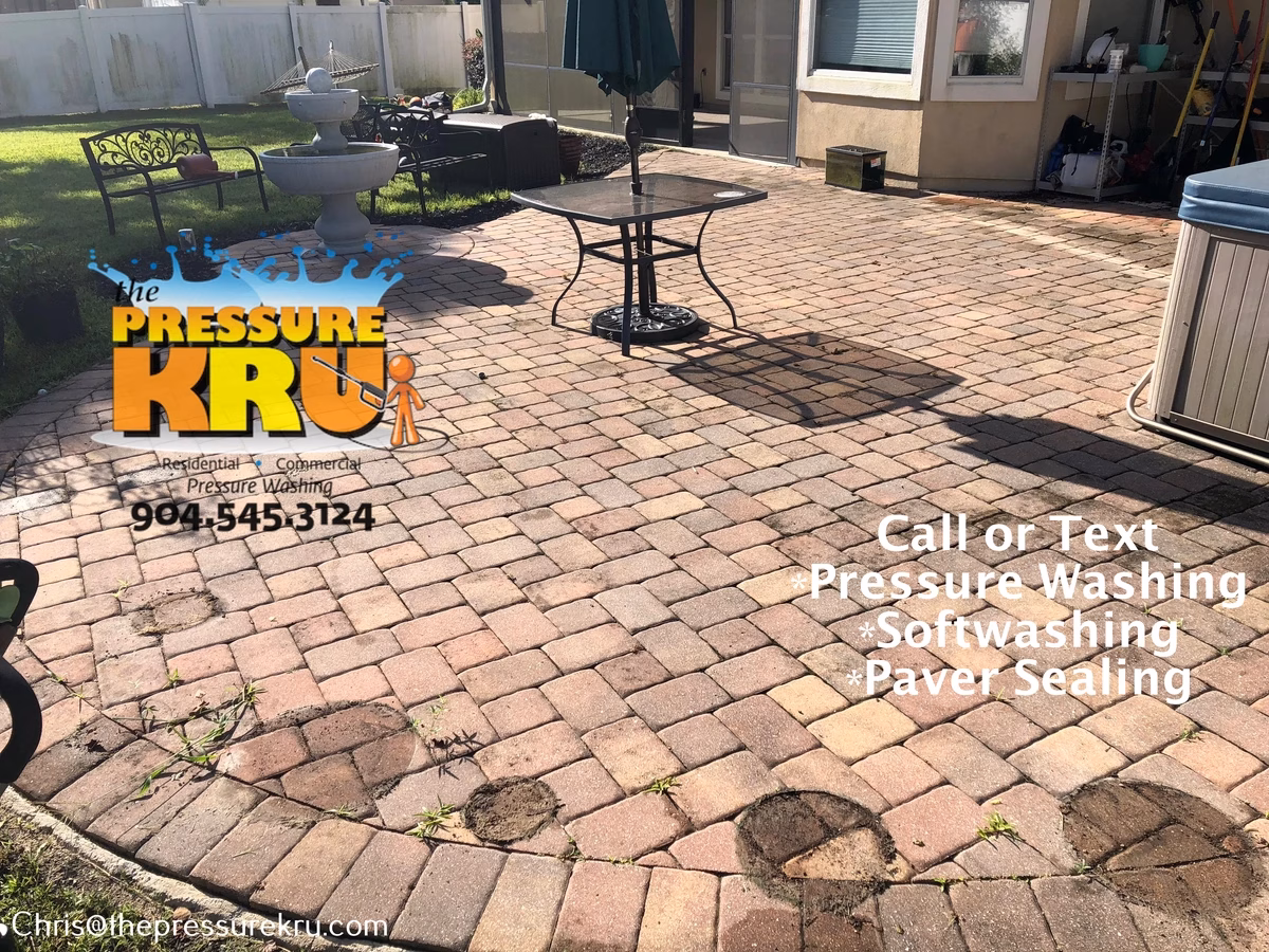Mold and mildew removed from paver patio in Palm Valley before