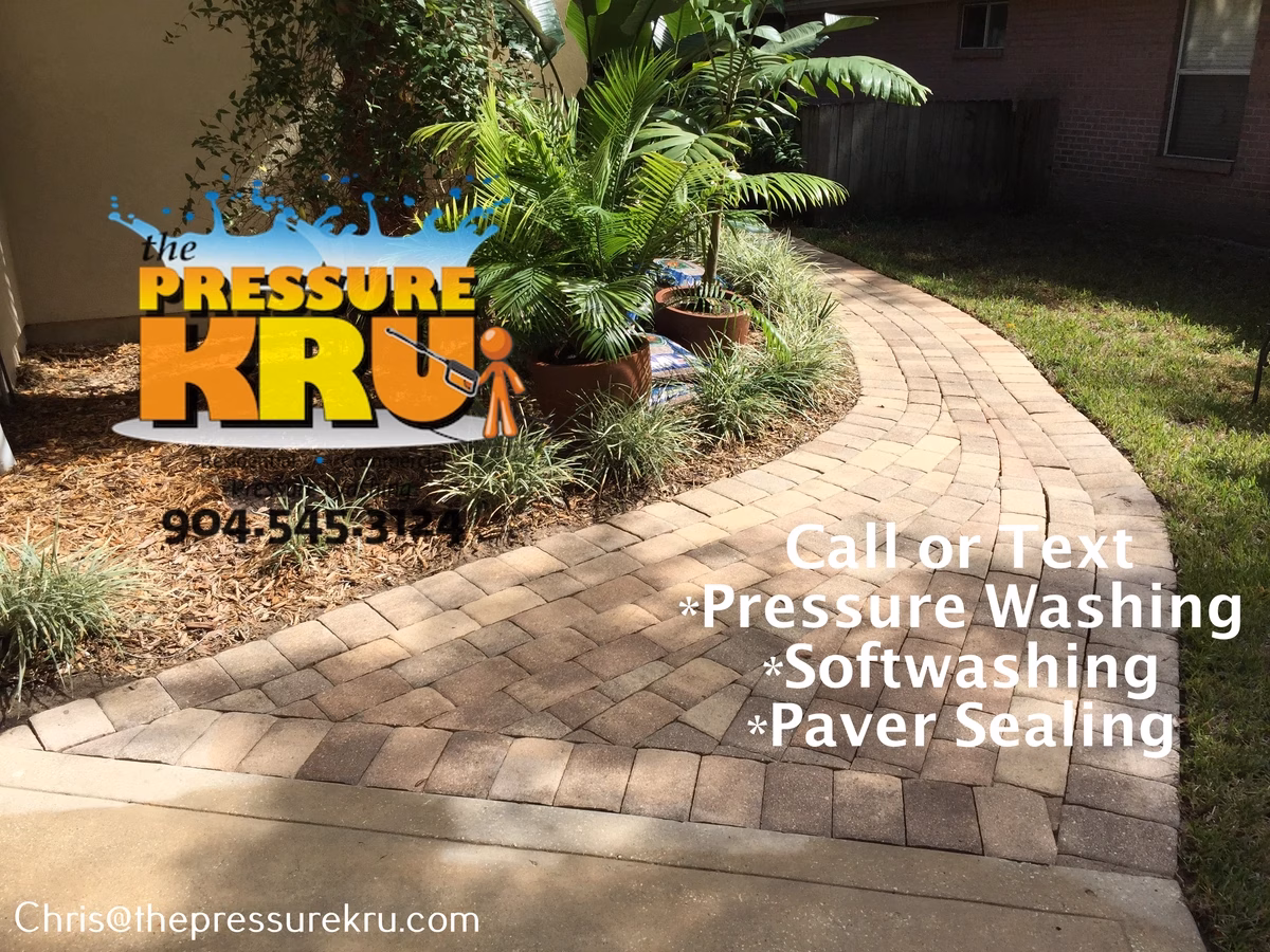 Professional paver driveway and sidewalk maintenance after in Nocatee, FL.