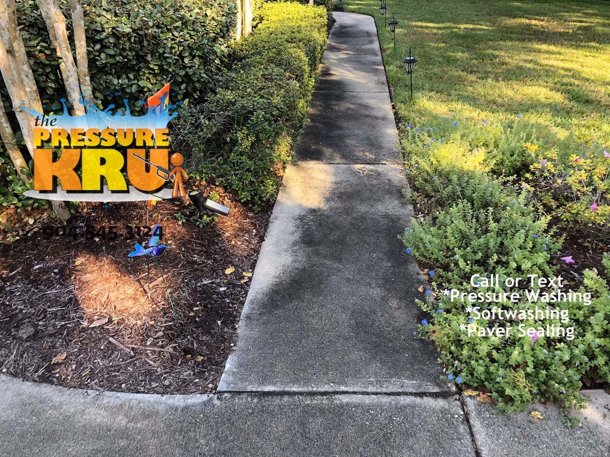 Professional driveway before exterior pressure washing service in St. Johns, FL.