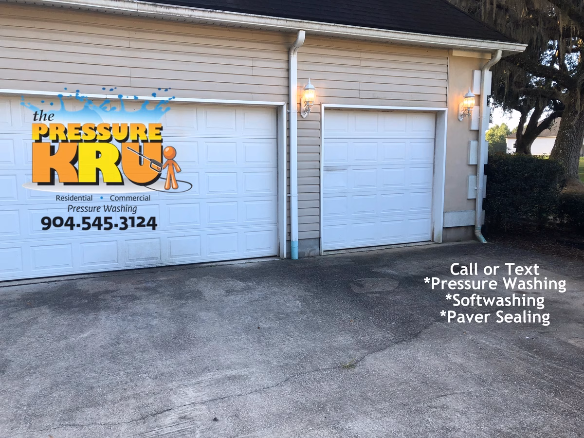 Driveway cleaning service in St. Augustine, FL before softwashing.
