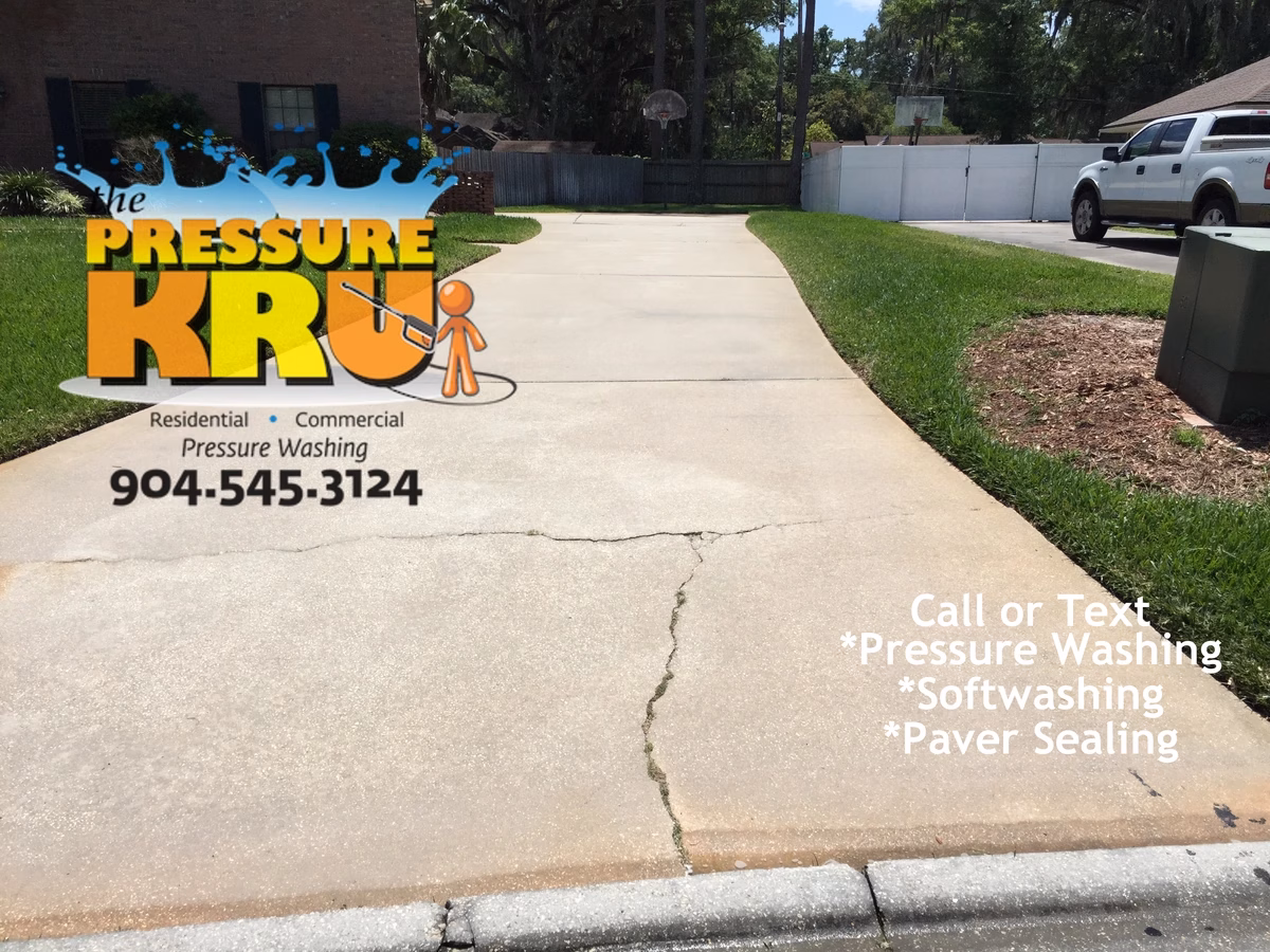 Driveway cleaning service in St. Augustine, FL after removing black mold.
