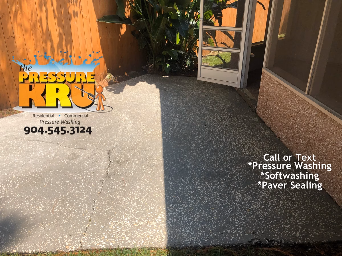 Patio pressure cleaning in Jacksonville, FL. after professional treatment,