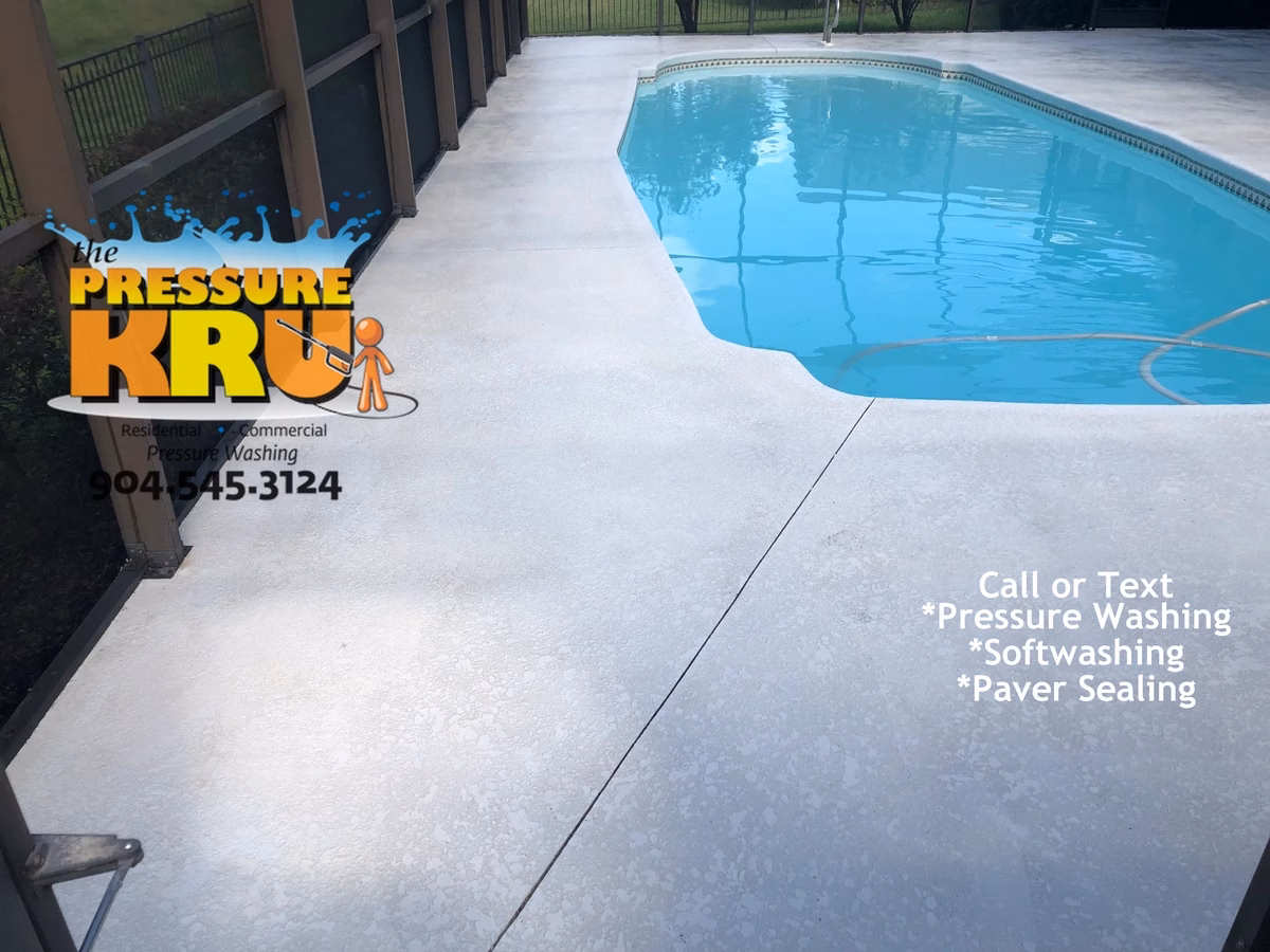 Restore painted pool deck removing algae in Durbin Crossing after
